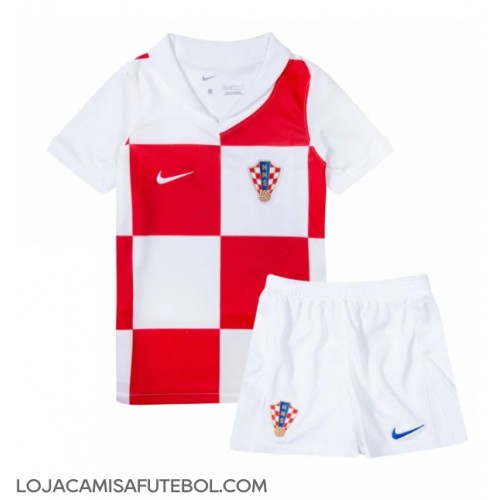 Camisa de Futebol Croácia Equipamento Principal Infantil Europeu 2024 Manga Curta (+ Calças curtas)